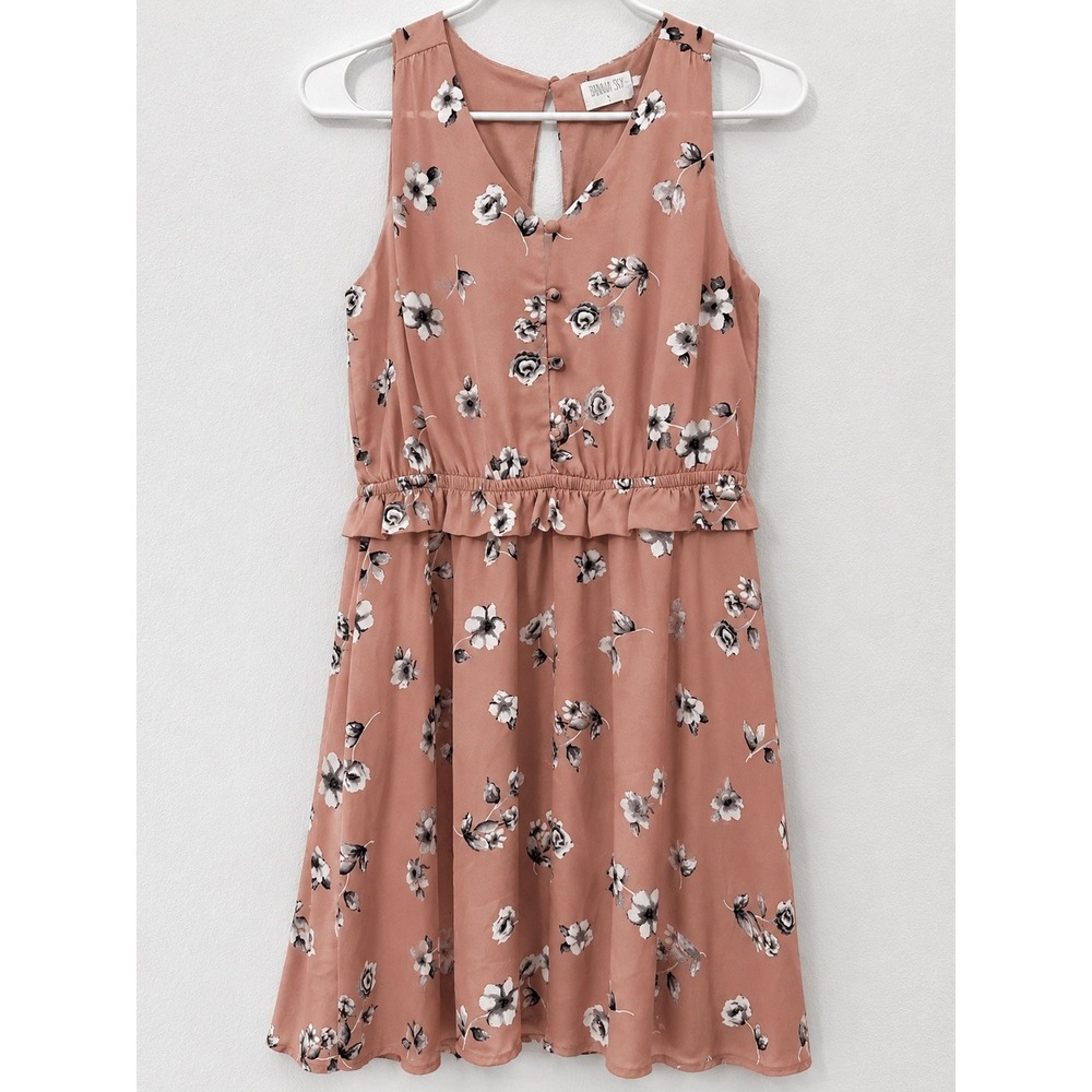 Sienna Sky Floral Maxi Dress Women's Small Pink Rose Sleeveless Button Front